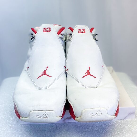Air Jordan 18 XVIII Basketball Sneakers White Varsity Red Shoes - Picture 9 of 11